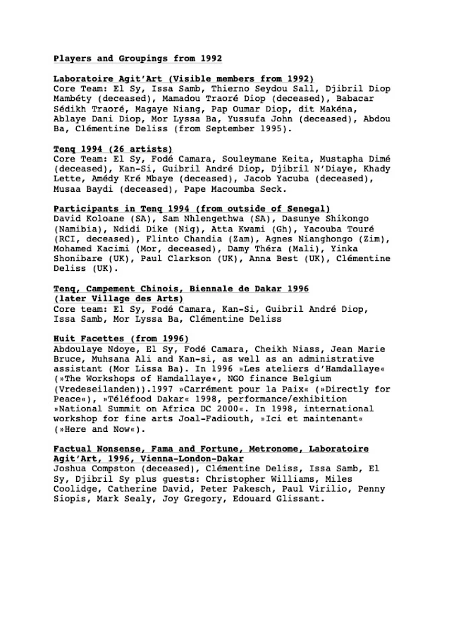 4. TENQ (players And Groupings 1992) List Of Members